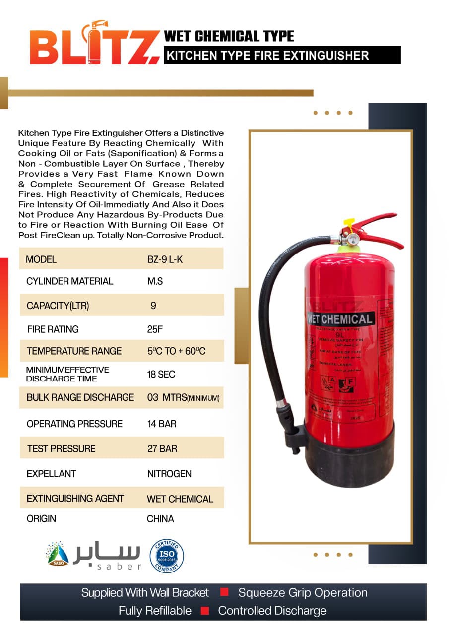BLITZ FIRE EXTINGUISHER WET CHEMICAL 9LTR