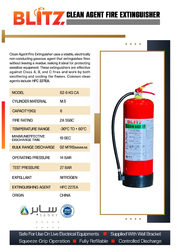 BLITZ CLEAN AGENT FIRE EXTINGUISHER 6KG CA