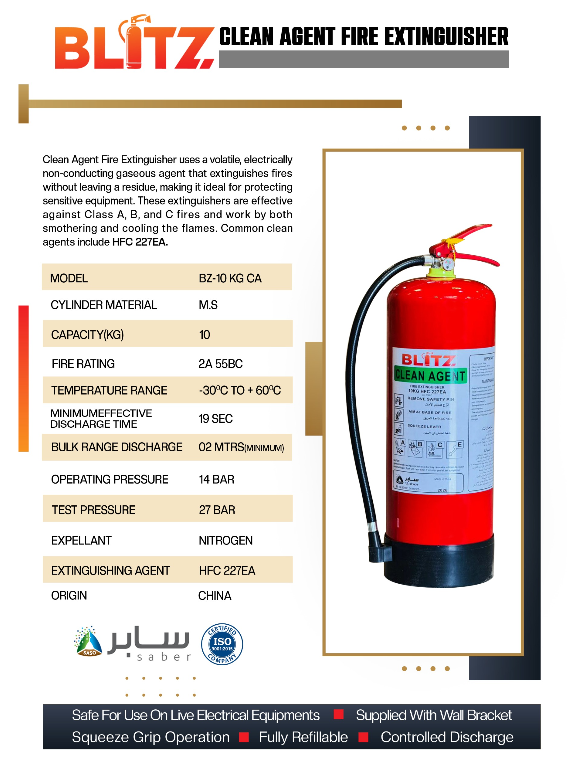 BLITZ CLEAN AGENT FIRE EXTINGUISHER 10KG